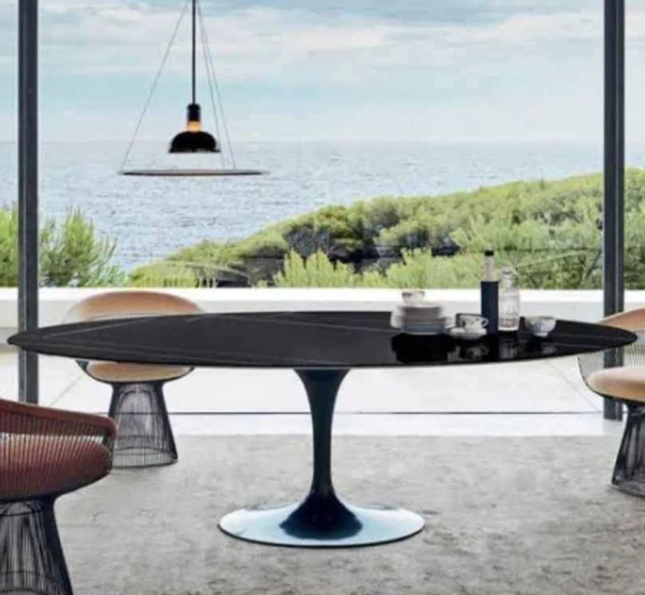 Mesa de Jantar com tampo de vidro e madeira  com 1.30 de diámetro  Breton