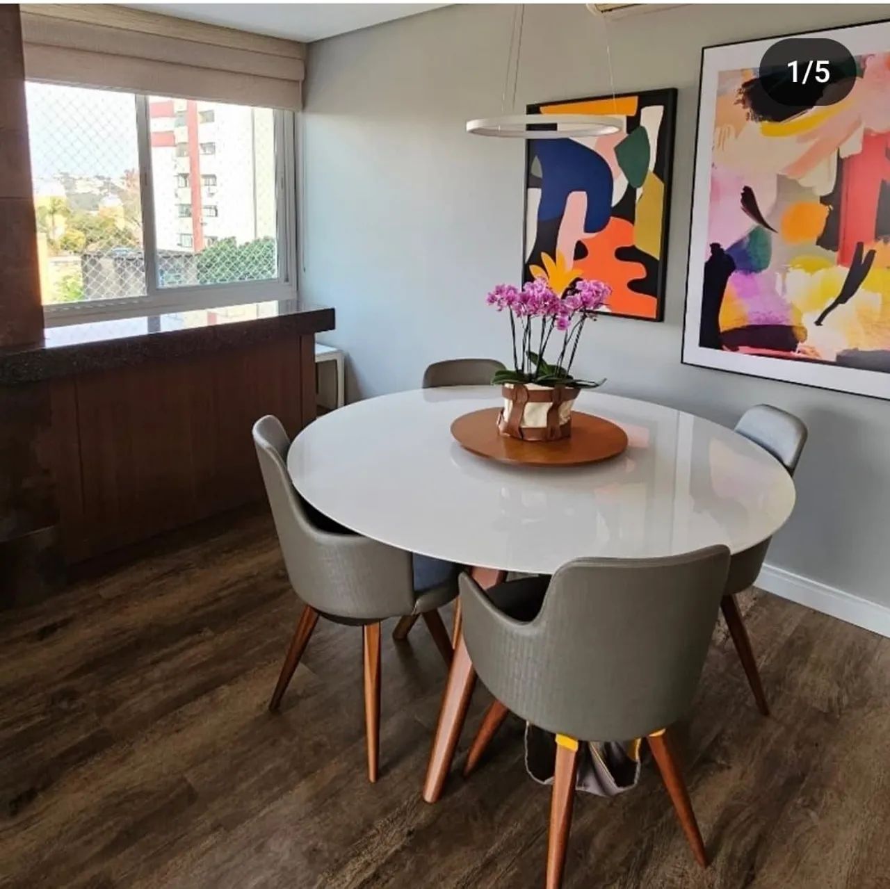 Mesa redonda com tampa de vidro branco - Estado de nova - Foto 2