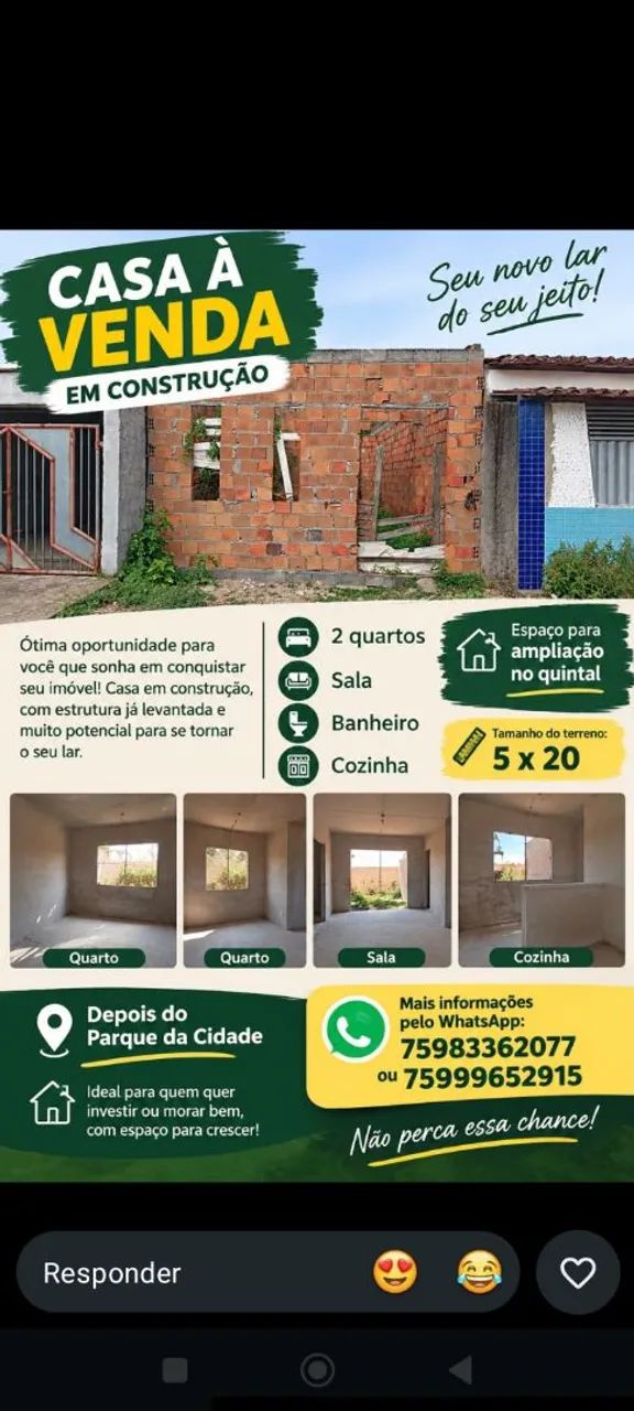 Casa em construção venda!