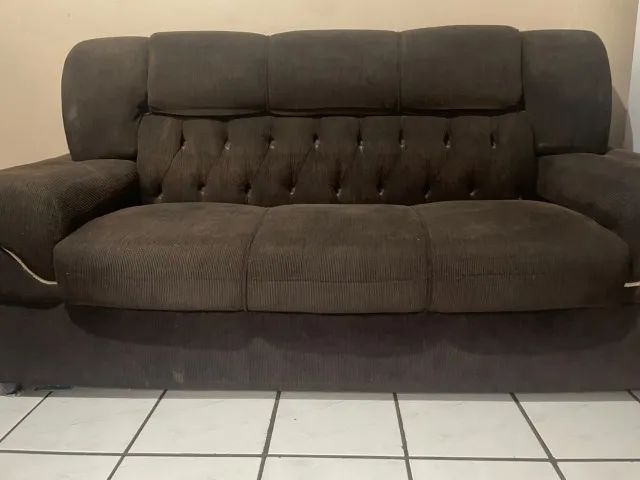 Sofá de 3 Lugares Marrom  - Foto 4