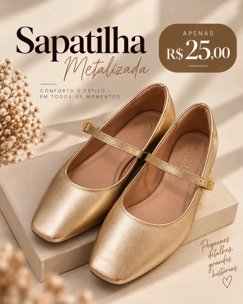 Sapatilha metalizada 