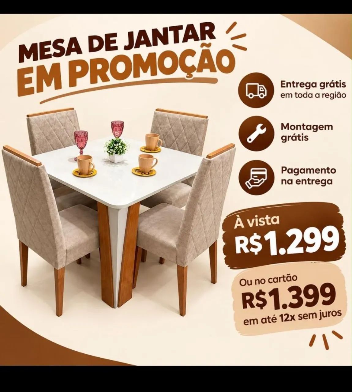 Mesa opera com tampo de vidro!!! Ofertaaaaa