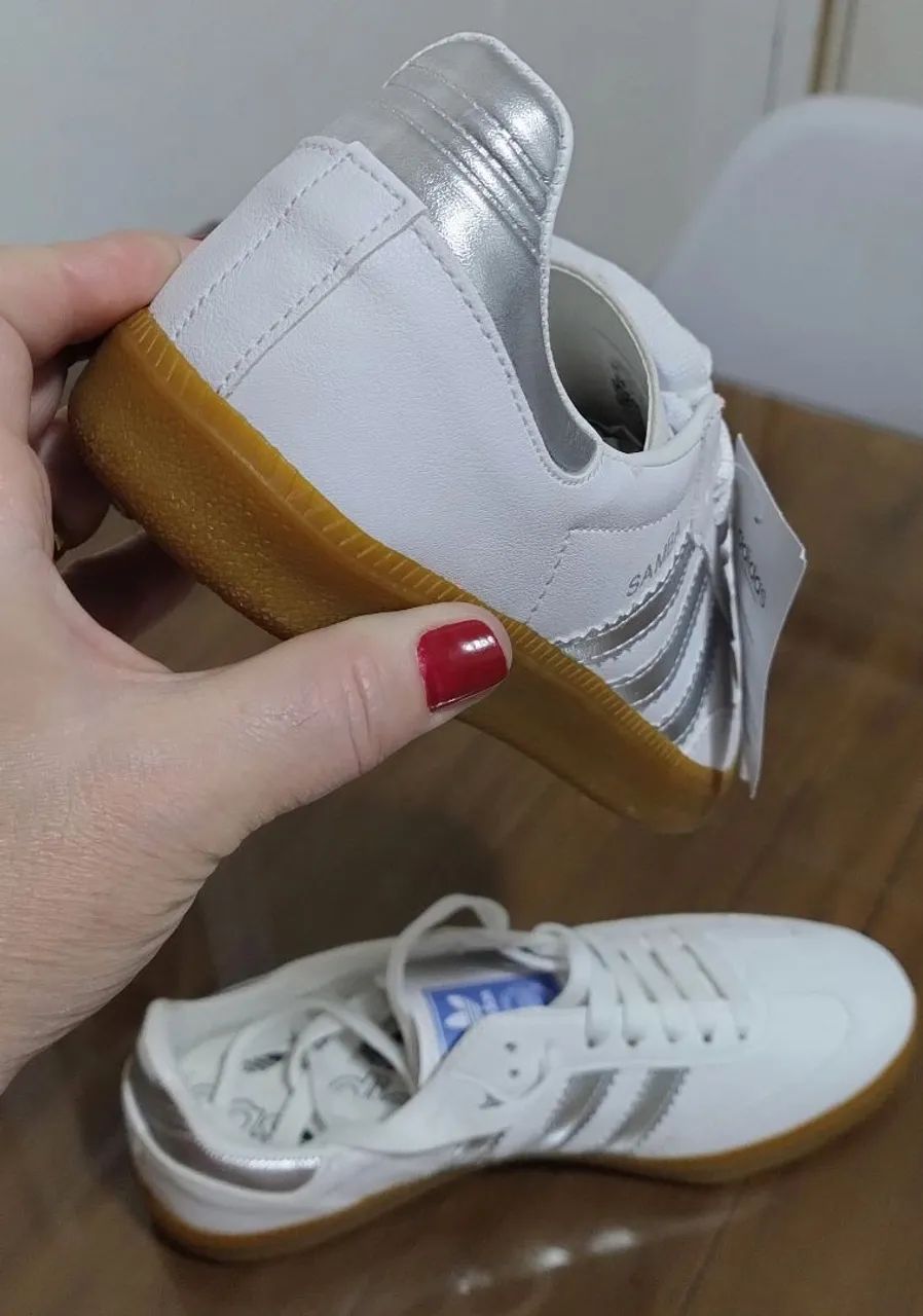 Tênis Adidas Samba 36/37. Novo, sem uso. Primeira linha branco e prata! - Foto 5