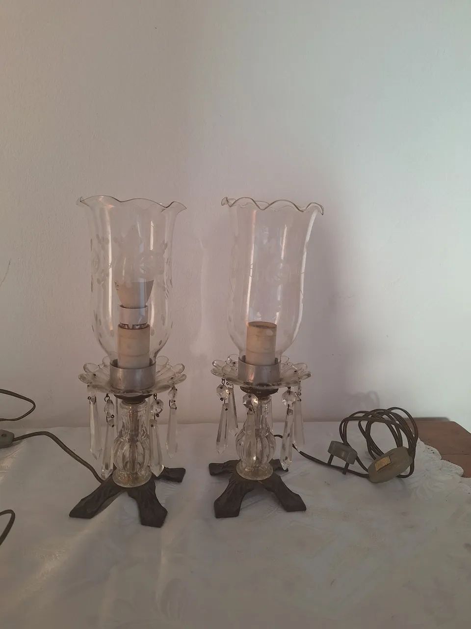 Abajur com bronze e cristal antiguidade  - Foto 2
