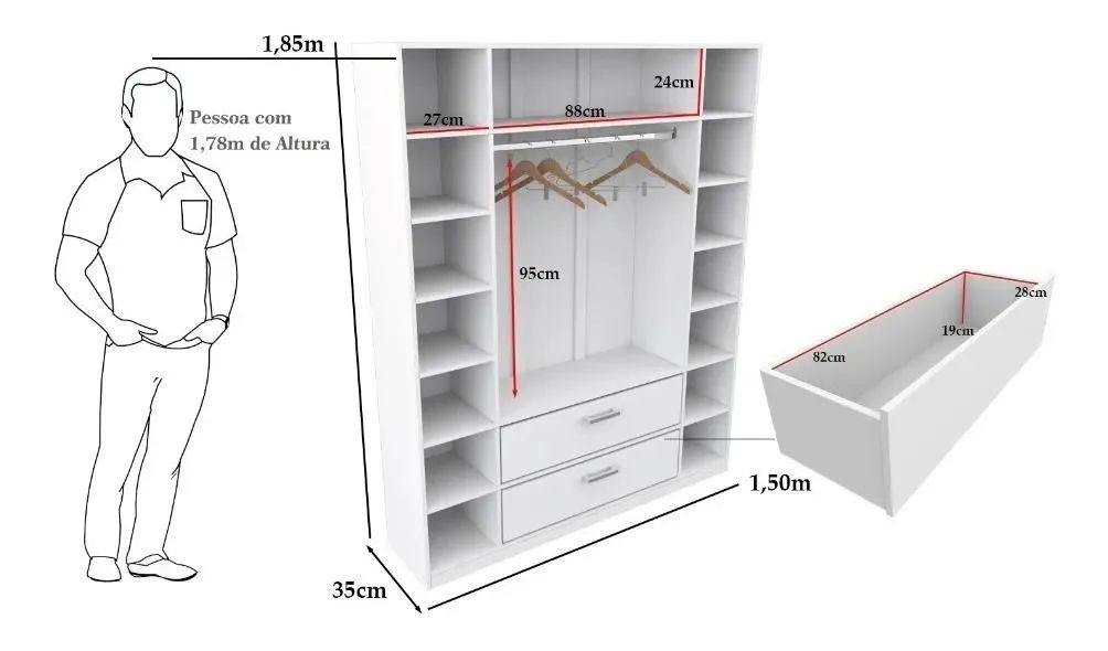 Guarda-Roupa Modular Branco com Gavetas e Prateleiras - Organização e Estilo - Foto 3
