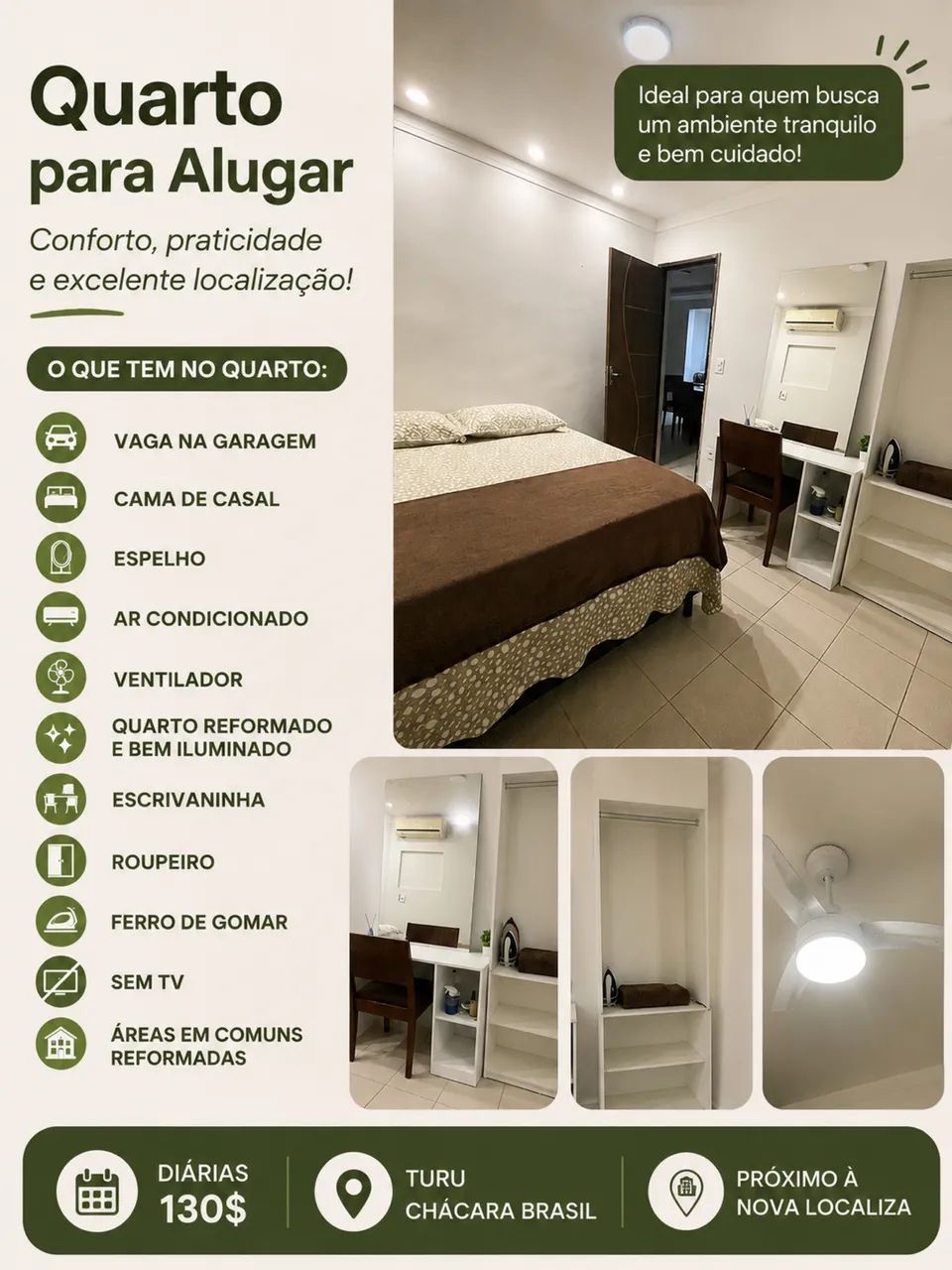 Aluguel de quarto diária tipo hotel 