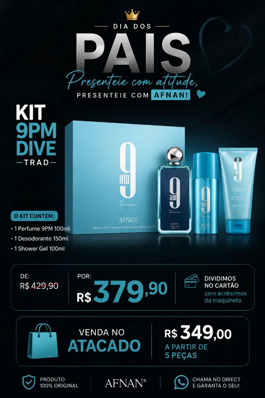 Presente Dia dos Pais | Kit Afnan 9PM Dive Original 3 Peças - Foto 2