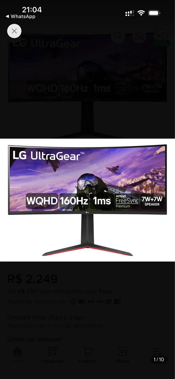 Monitor Game LG Ultragear Curvo 34 polegadas - Foto 2
