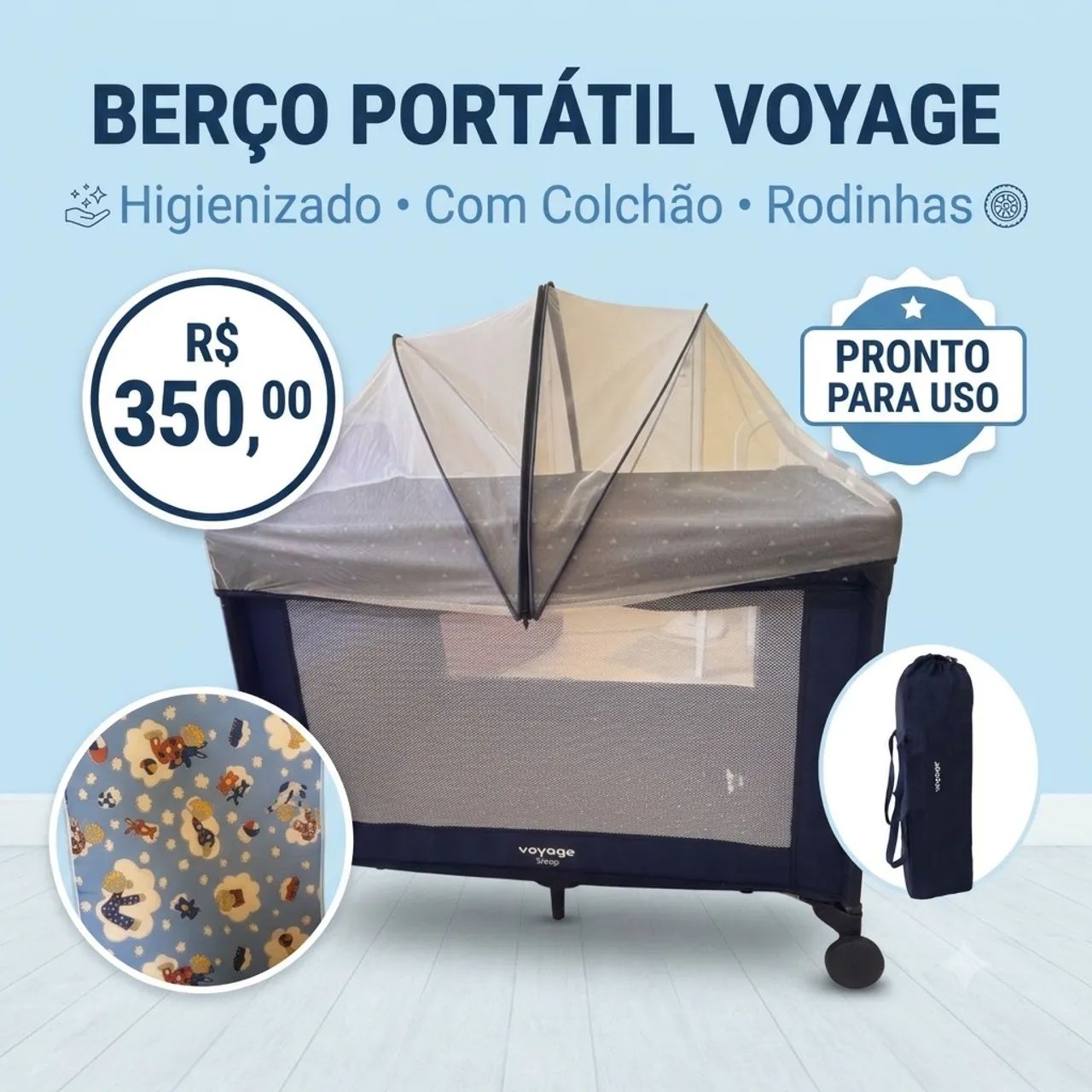 Berço portátil Voyage com colchão 