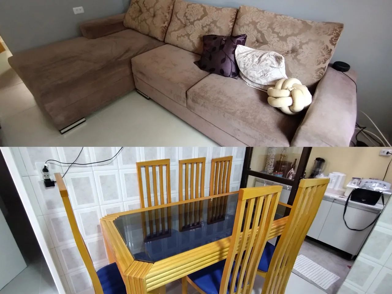 Imperdível: Sofá+ Mesa 6 cadeiras. Em ótimo estado 