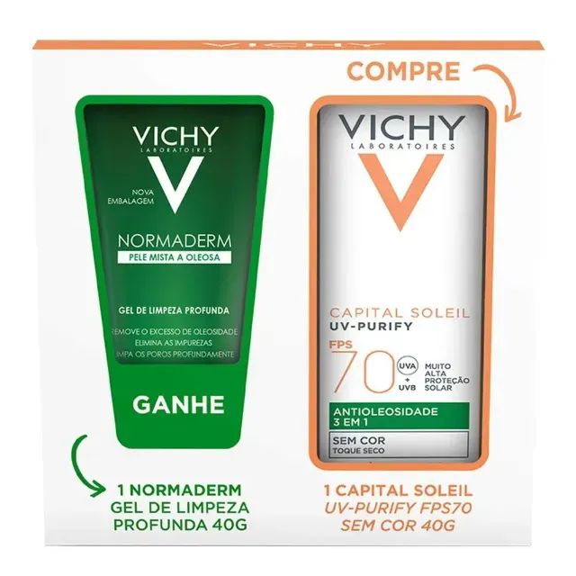 Vichy Protetor Solar Fps70 Purify + Gel De Limpeza 50g Kit 