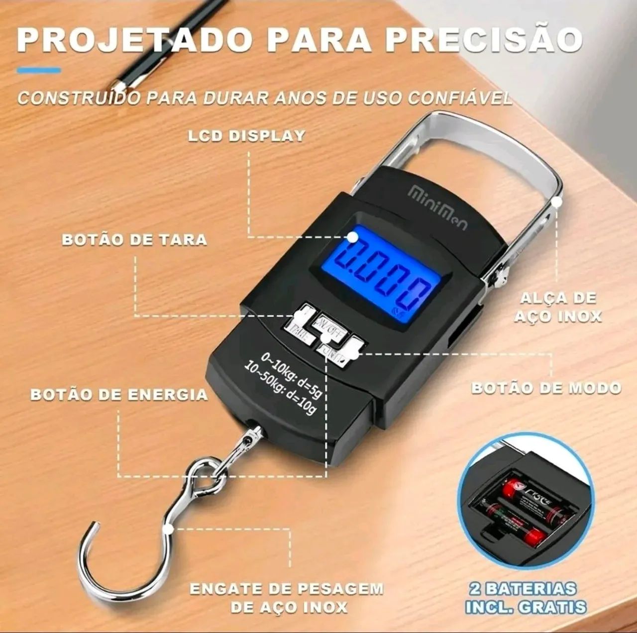 Balança Portátil Digital até 50kg - Foto 2