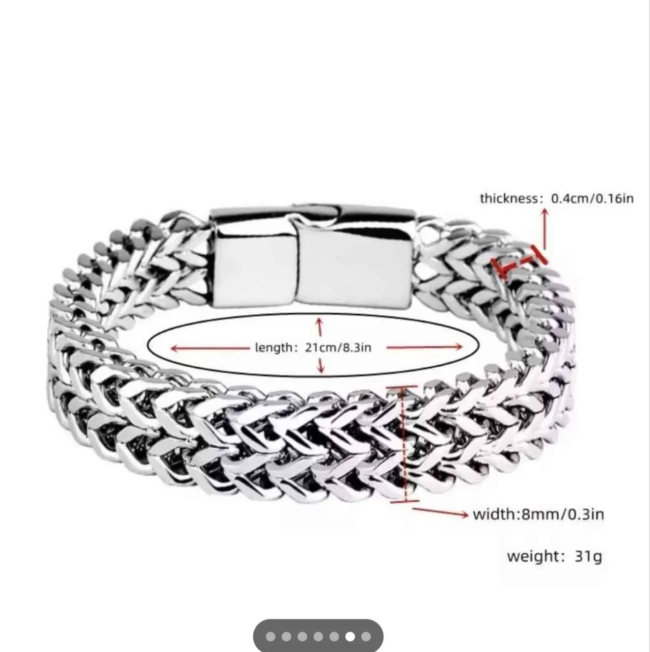 Pulseira Aço Inox Masculina 19Cm - Foto 4