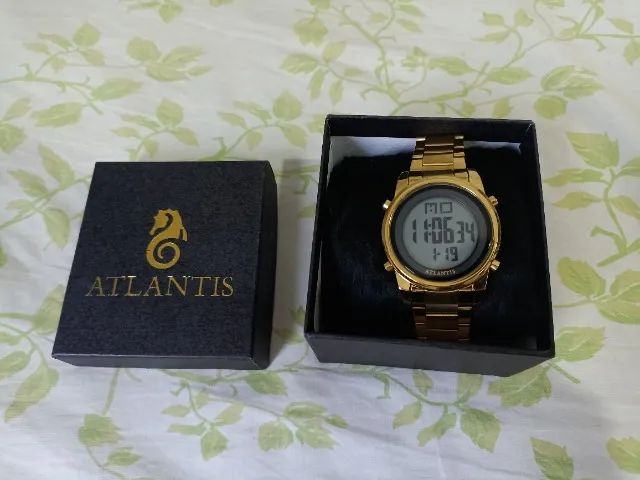 Relogio Digital com pulseira Aço Dourado - Relogio Atlantis G8061 - Foto 4