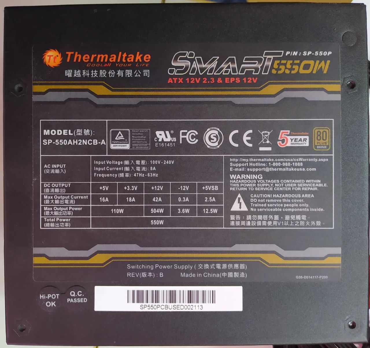 Fonte Thermaltake Smart 550W 80 Plus Bronze - Foto 2