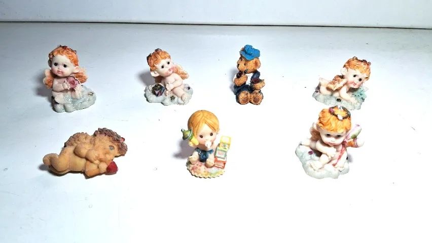 Conj. c/ 7 Enfeites - Miniaturas - Anjinhos/Urso
