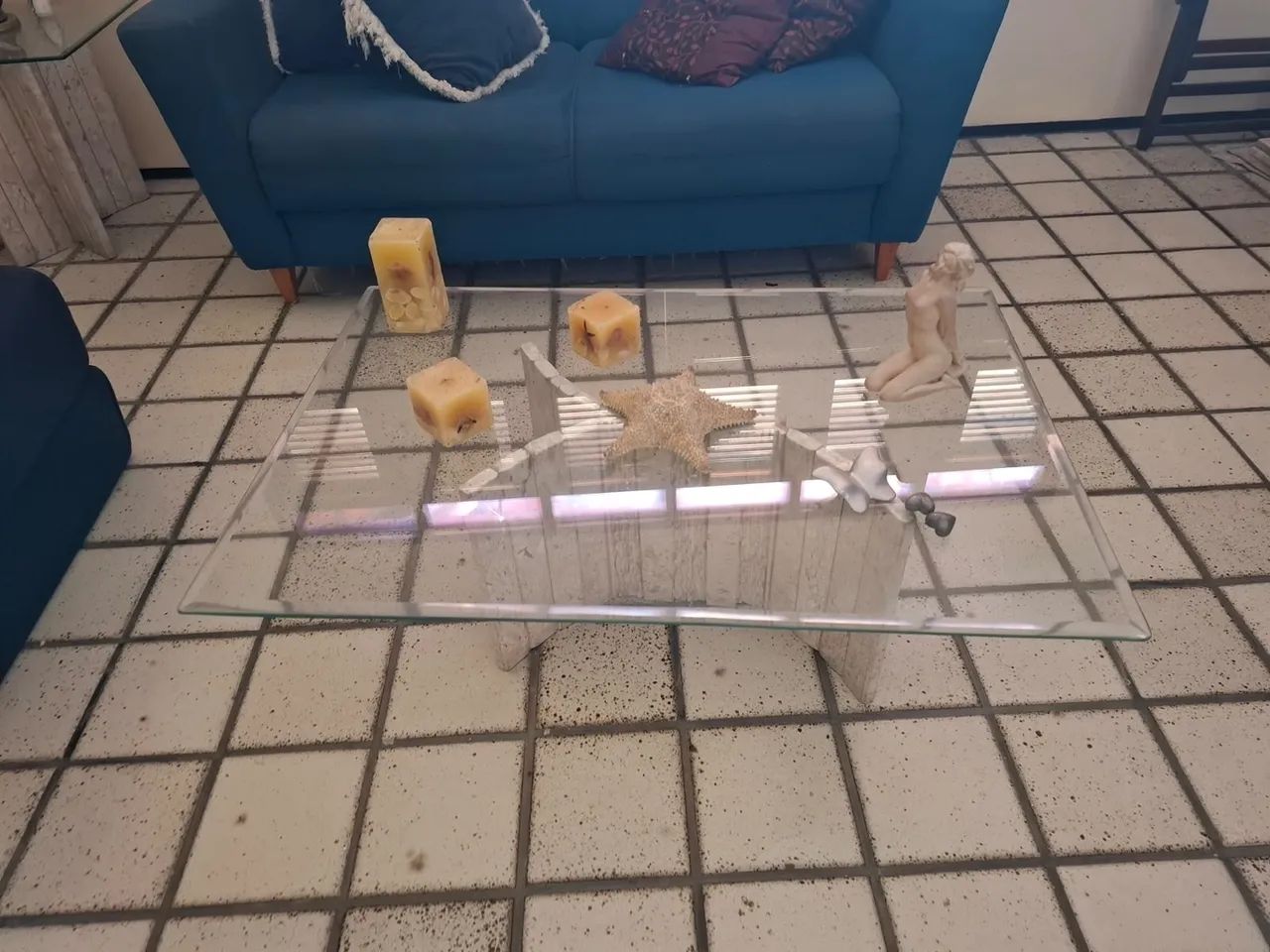 Mesa de centro de vidro 