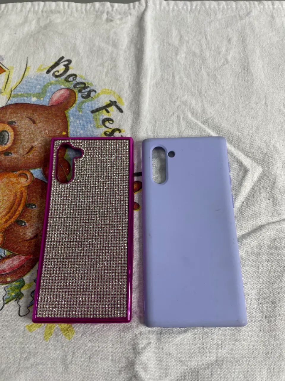 CAPINHA DE CELULAR SAMSUNG NOTE 10 -  SILICONE ROXO em STRASS e LILÁS