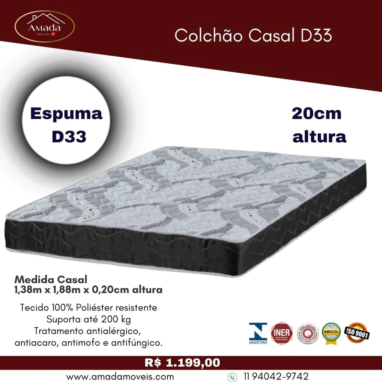 Colchão Casal D33 - à pronta entrega 