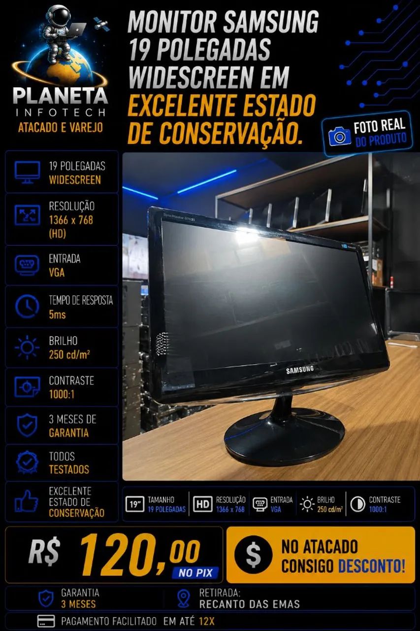 Monitor LED de 19 Polegadas Widescreen ( com garantia ) - Foto 2