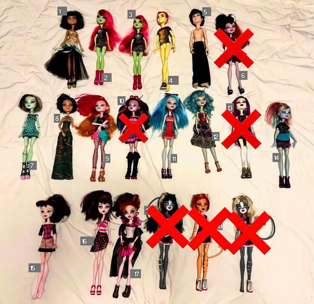 lote monster high - 14 bonecas + 2 sets