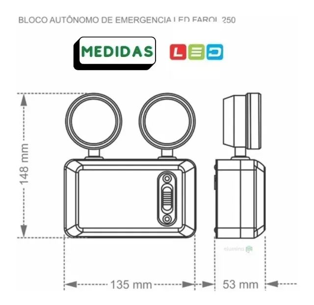 Lâmpada de Emergência 250 Lúmens TASCHIBRA Bivolt 110/220v - Foto 5