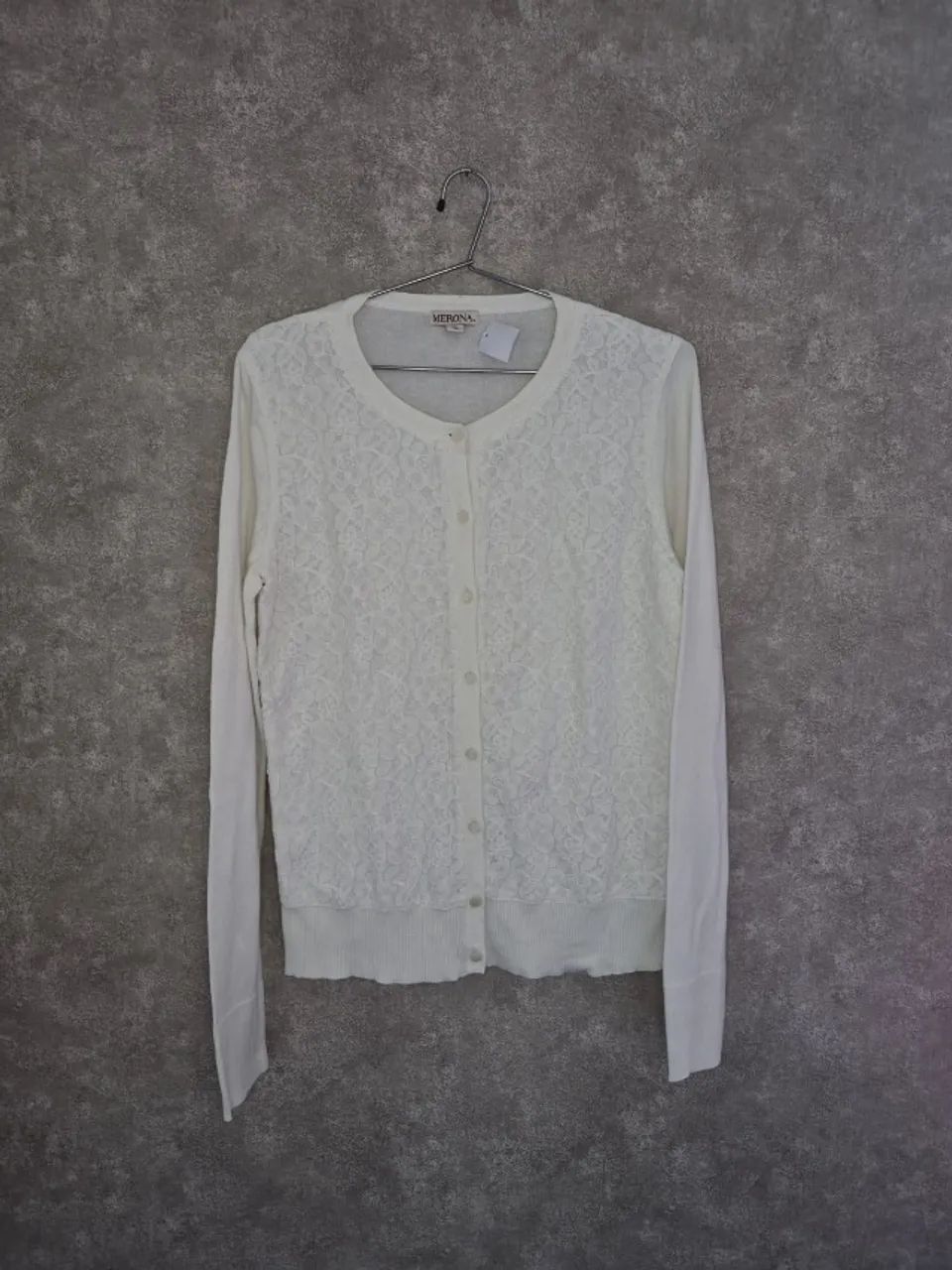 Cardigan Branco Rendado Feminino Tamanho M