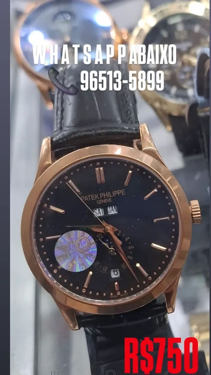 Relógio PATEK PHILIPPE AUTOMÁTICO - COURO GENUÍNO 