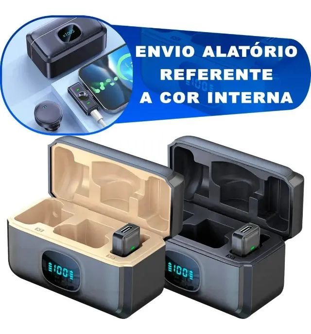 Microfone De Lapela Sem Fio Magnético Para iPhone ou Android Preto 20m - Foto 2