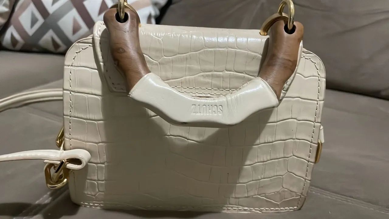 Bolsa Schultz Believe Couro Croc Off White  - Foto 2