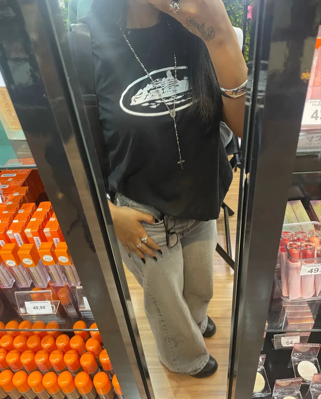 calça zara wide leg cinza 34 - Foto 3
