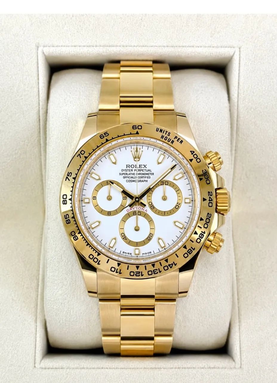 Relógio Daytona Branco Gold Automático super premium 