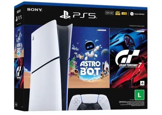 PS5 Slim 4K Digital,825GB, Digtal , Bivolt + Astro Bot + GT7 