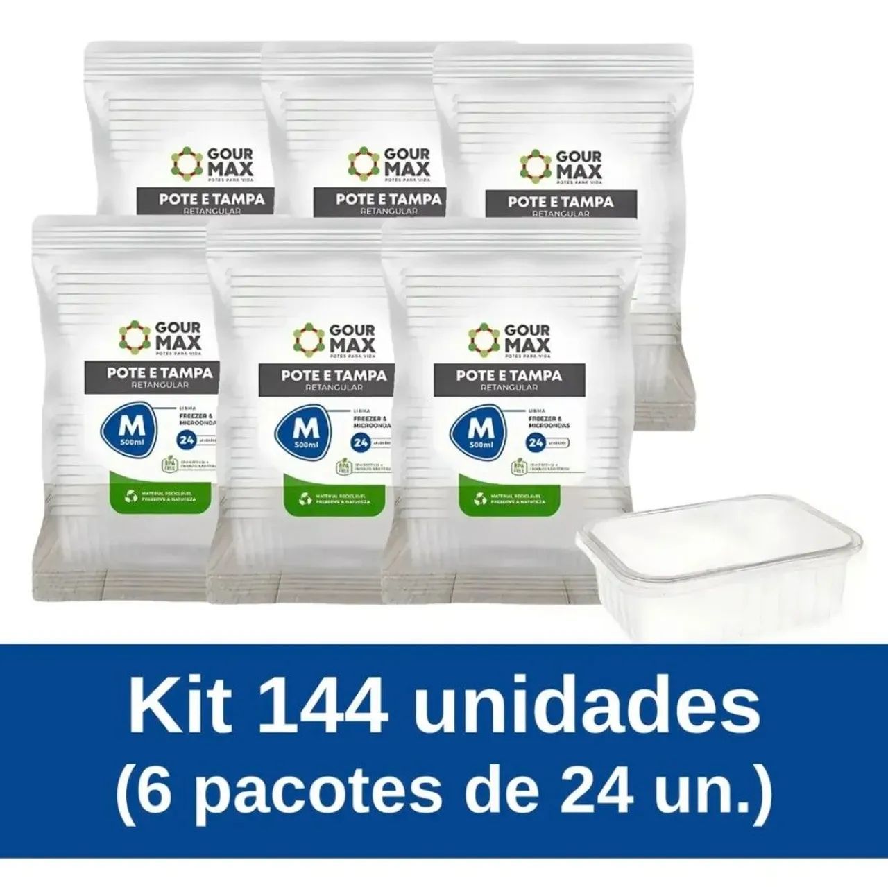Caixa 144 Embalagens 500ml Gourmax Freezer Microondas