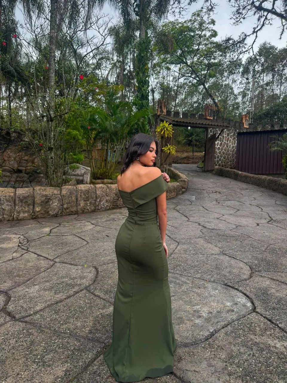 VESTIDO DE FESTA: Verde Oliva - Foto 3