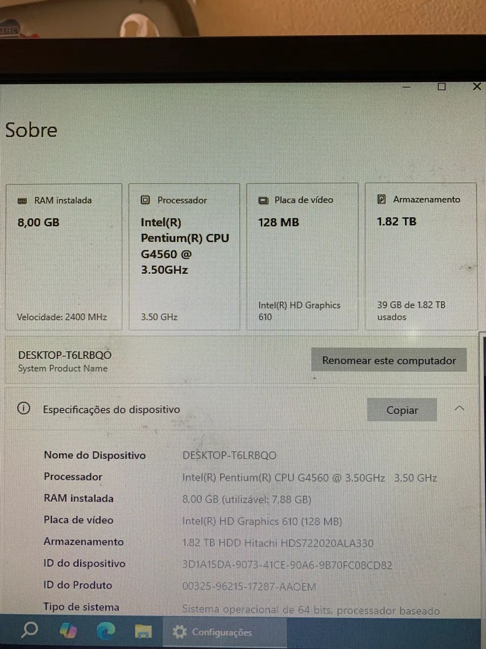 PC - Pentium G4560 - 8gb ram DDR4 - HD 2 Tera - Foto 4