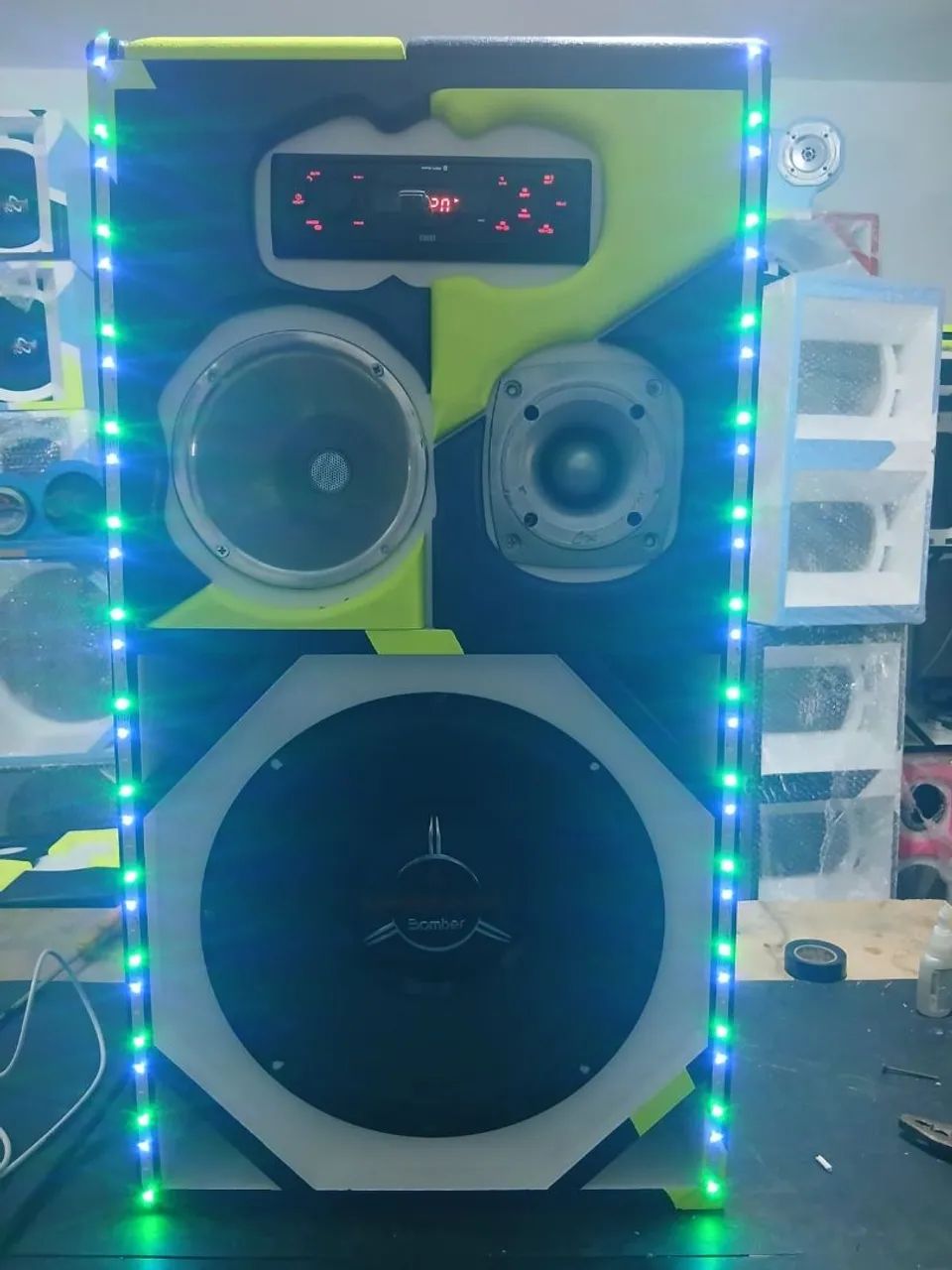 Caixa bob -Grave"12 350rms+tweeter+Radio Bluetooth e usb+fonte e leds+Módulo 800 e corneta - Foto 4