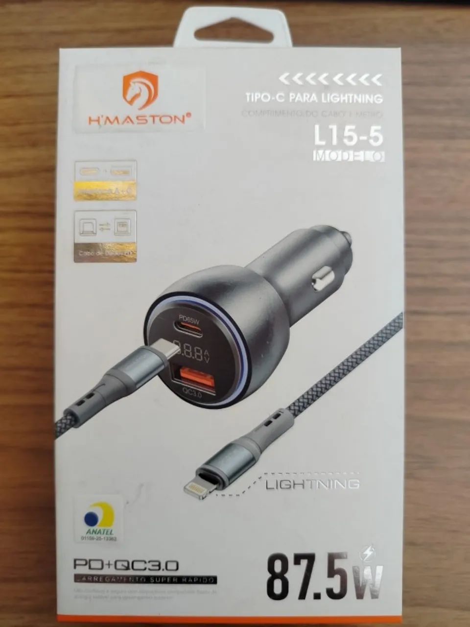 CARREGADOR VEICULAR + CABO LIGHTNING H'MASTON