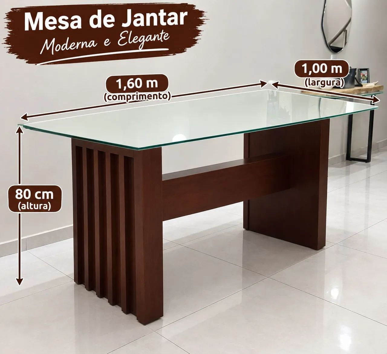 Mesa com tampo de vidro 