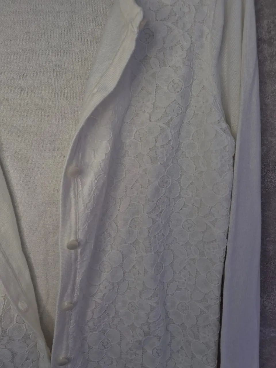 Cardigan Branco Rendado Feminino Tamanho M - Foto 3