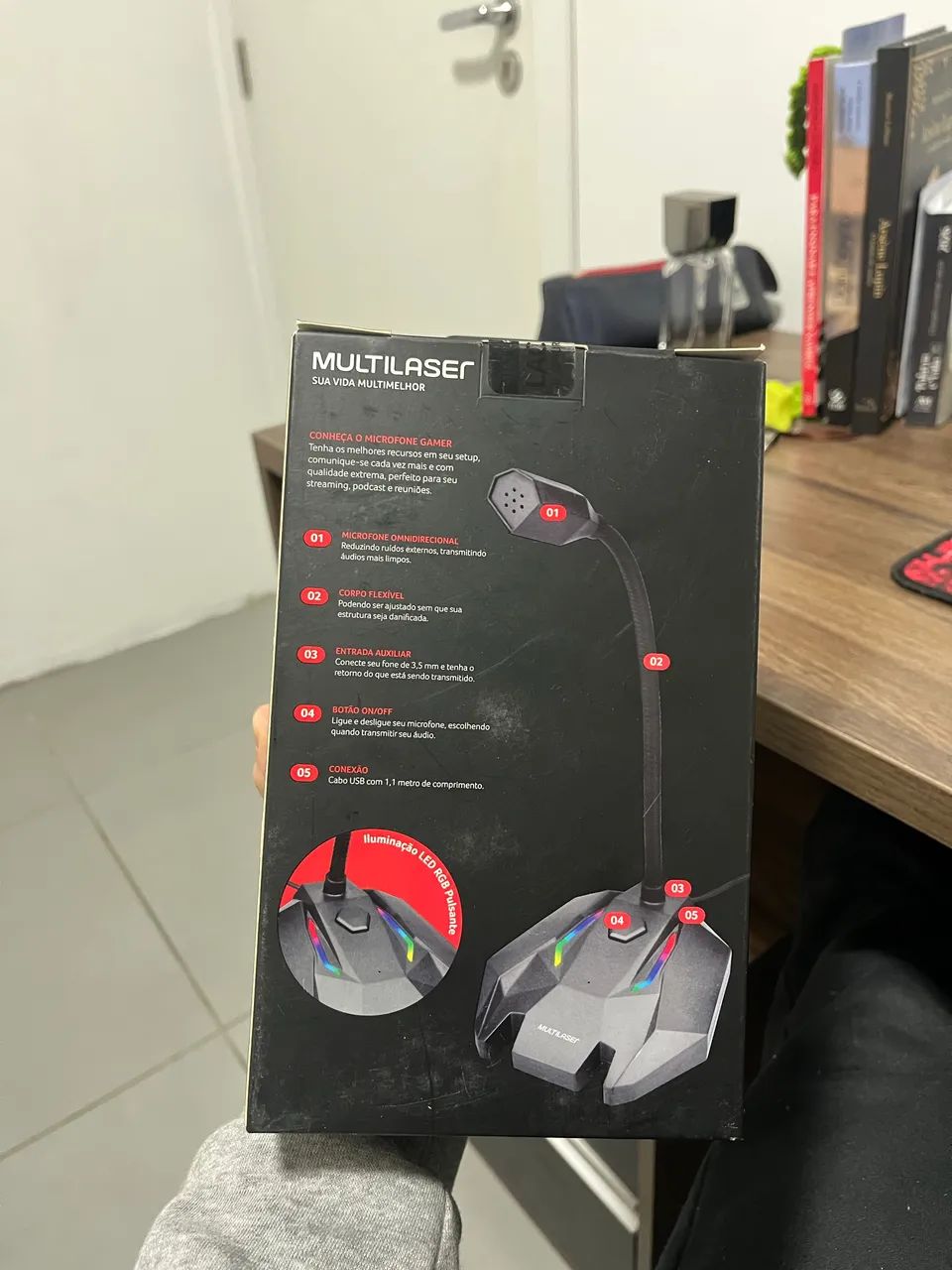 Microfone Gamer Multilaser USB com LED RGB - NOVO ? - Foto 2