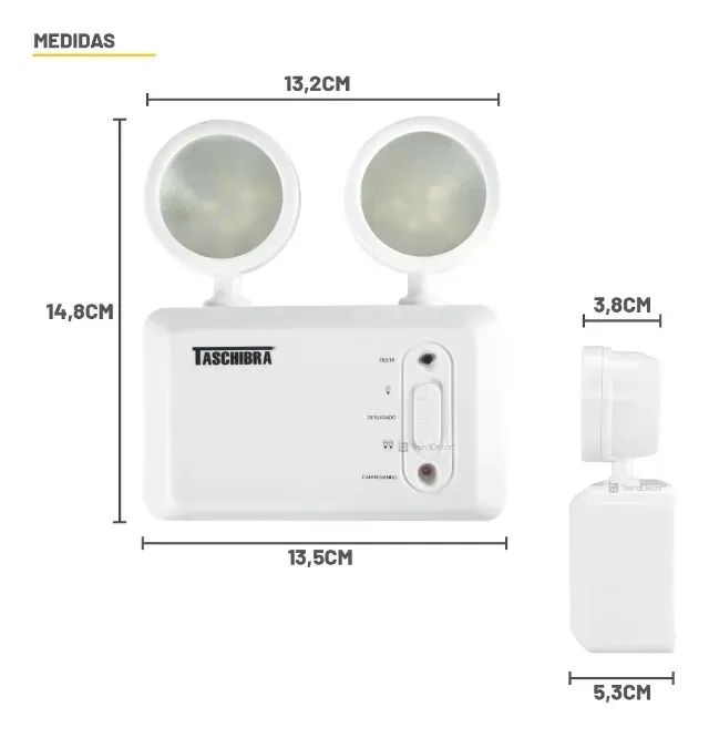 Lâmpada de Emergência 250 Lúmens TASCHIBRA Bivolt 110/220v - Foto 3