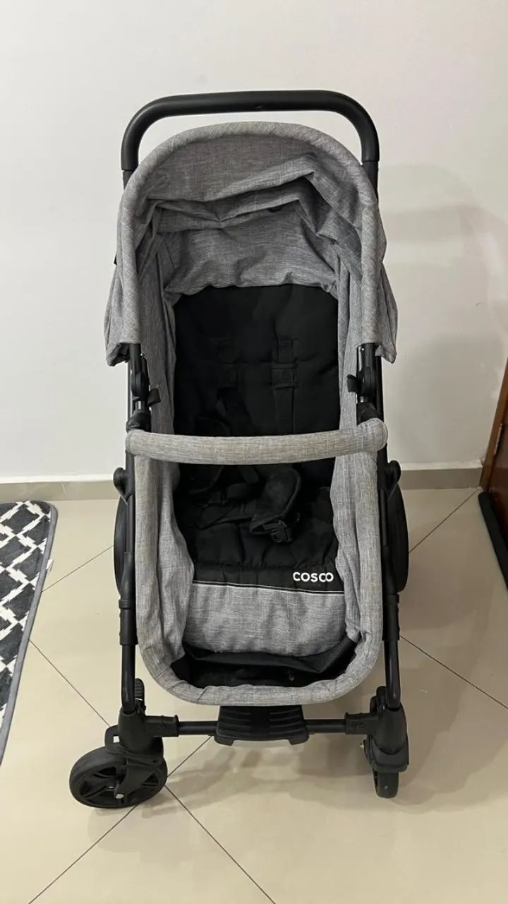 Carrinho Travel System Poppy Cinza Cosco + colchonete p carrinho/moisés Fibrasca (BRINDE) - Foto 2