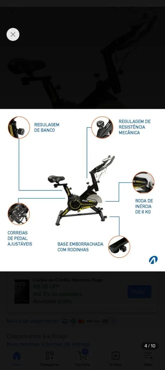 Bicicleta ergométrica spinning Acte E16 8kg  - Foto 4