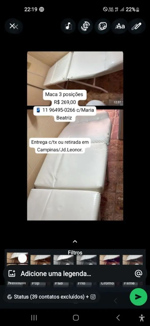 Maca de massagem/estética 