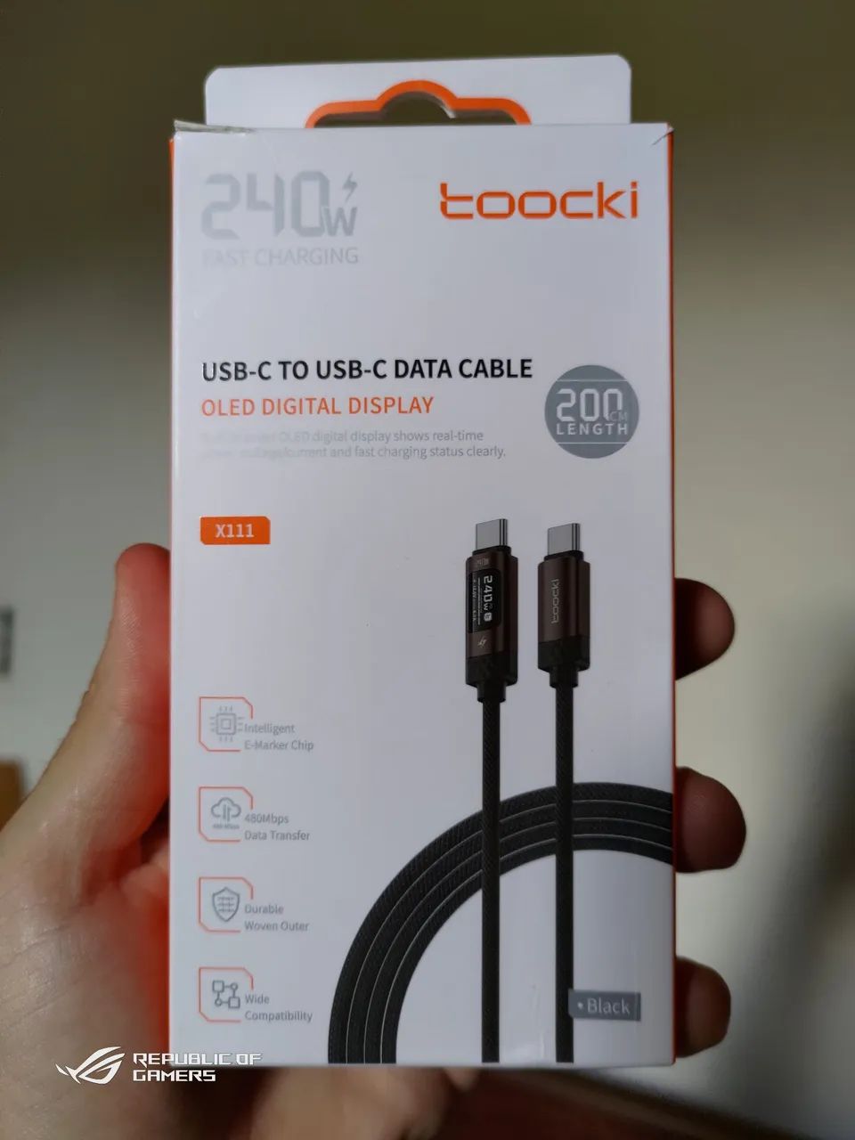 Cabo USB-C Toocki 240w Oled Display 2M - Foto 2
