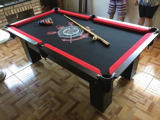 Mesa Charme de Sinuca | Mesa Preta | Tecido Preto | Corinthians - Foto 2