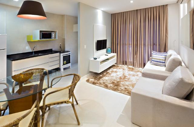 Apartamento Flat no Guarujá, 55m2 , Varanda Grill, Mobiliado a Preço de Custo!