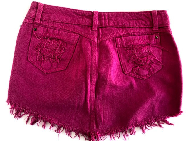 Saia jeans curta rosa - Foto 2