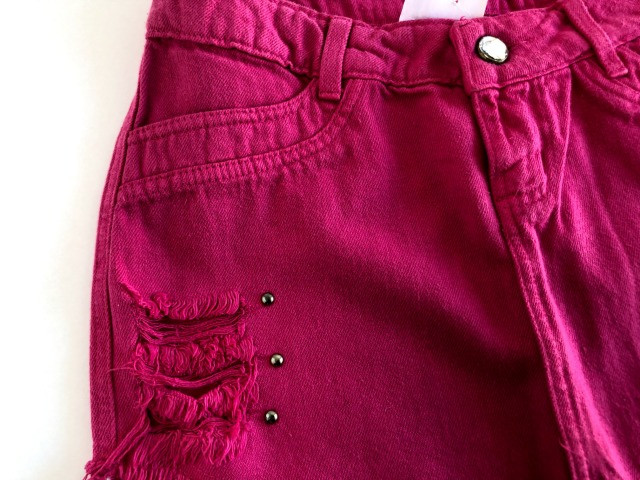Saia jeans curta rosa - Foto 3